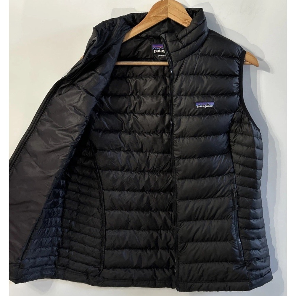 Women's Patagonia Down Sweater Black Vest Puffer Style 84628 Sz Large 800 Down
